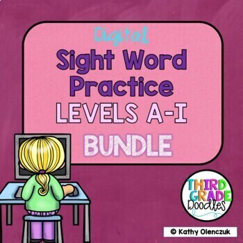 Preview of Digital Sight Word Practice - Google Slides and Practice Videos for Levels A-I 