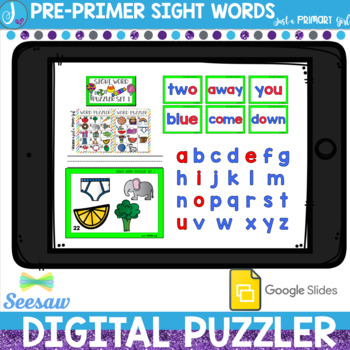Preview of Digital Pre Primer Sight Words | Distance Learning - Google Slides & Seesaw