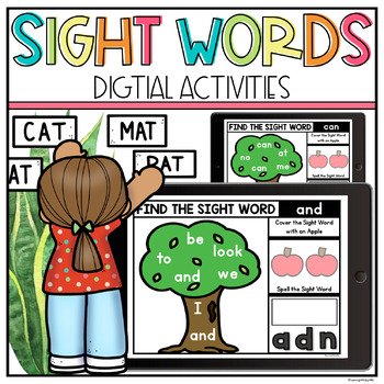 Preview of Digital Sight Words Kindergarten Google Slides | Beginning Sight Words Activity