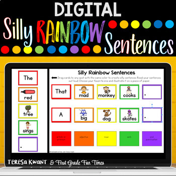 Preview of Digital Silly Rainbow Sentences for Google Classroom™