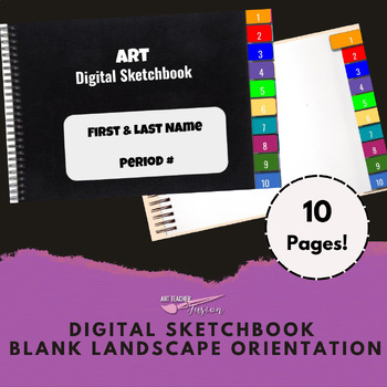 Preview of Digital Sketchbook BLANK LANDSCAPE Orientation-10 pages Google Slides Template