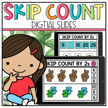 Preview of Digital Skip Counting Kindergarten & First Grade Google Slides | Number Sense