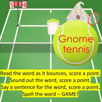 Preview of Digital: SoR 200 sight words in a developmental sequence - Gnome tennis theme