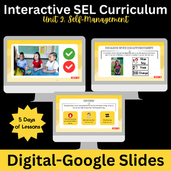 Preview of Digital Social-Emotional Lessons: Self-Management | Curriculum + Worksheets
