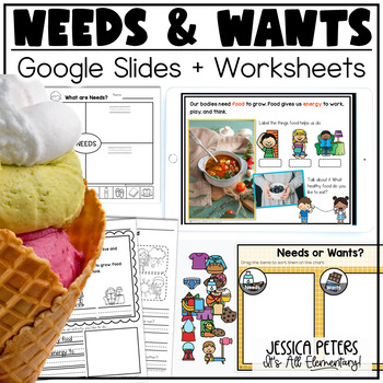 Preview of Needs and Wants Lessons | Sort & Activity | Google Slides & Worksheets