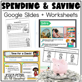 Preview of Spending and Saving Money | Economics Lessons | Google Slides & Worksheets