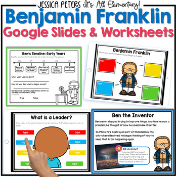 Preview of Benjamin Franklin Social Studies | Google Slides & Worksheets | Famous Americans