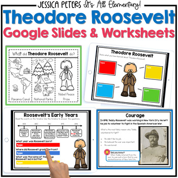 Preview of Theodore Teddy Roosevelt Social Studies | Google Slides & Worksheets
