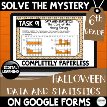 Preview of Digital Solve the Mystery | 6th Grade Data and Statistics | Halloween