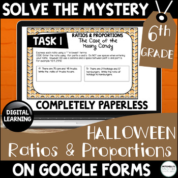Preview of Digital Solve the Mystery | 6th Grade Ratios and Proportions | Halloween