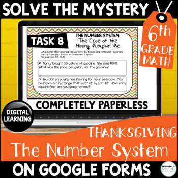 Preview of Digital Solve the Mystery | 6th Grade The Number System | Thanksgiving