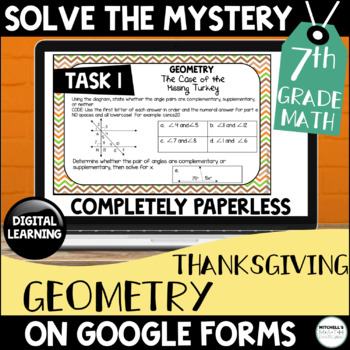Preview of Digital Solve the Mystery 7th Grade GEOMETRY for Thanksgiving
