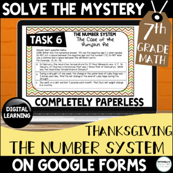 Preview of Digital Solve the Mystery | 7th Grade The Number System | Thanksgiving Themed