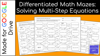 Preview of Digital Solving Multi-Step Equations Math Mazes for Distance Learning