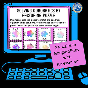Preview of Digital Solving Quadratics by Factoring Puzzle Set--Distance Learning