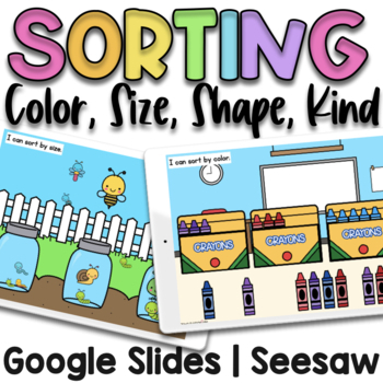 Preview of Digital Sorting by Color, Shape, Size, and Kind Distance Learning Google Seesaw