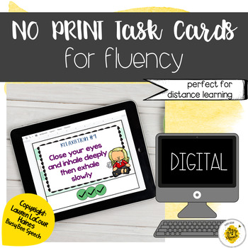 Preview of Digital Speech Therapy Task Cards for Fluency | Stuttering No Print