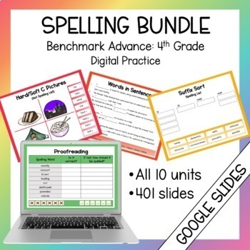 Preview of Digital Spelling Bundle: Benchmark Advance 4th Grade (Google Slides)