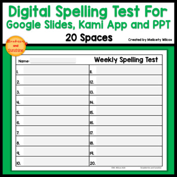 Preview of Digital Spelling Test Template 20 Words