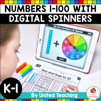 Preview of Digital Spinner Math Centers | Numbers 1-100 | Number Sense Activities