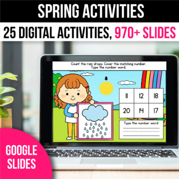 Preview of Digital Spring Activities Kindergarten Math Morning Work Games Google Slides