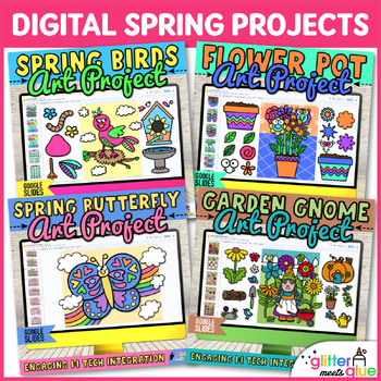 Preview of Digital Build a Butterfly, Bird, Gnome, & Flower Craft & Spring Writing Activity