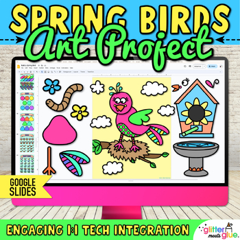 Preview of Digital Build A Spring Bird Activity & Writing Prompts Resource on Google Slides