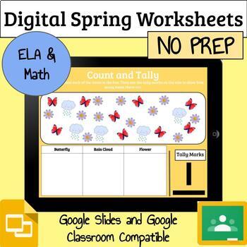 Preview of Digital Spring ELA & Math Worksheets (Distance Learning/Google Classroom)