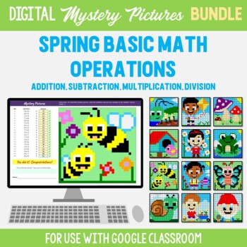 Preview of Digital Spring Themed Math Activity Google Classroom No Prep Mystery Pictures