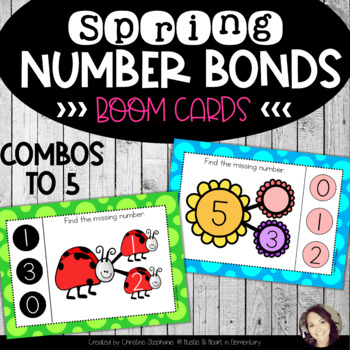 Preview of Digital Spring Number Bonds to 5 BOOM CARDS