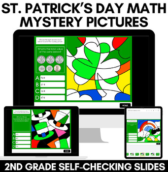 Preview of Digital St. Patrick's Day Math Mystery Pictures for 2nd Grade