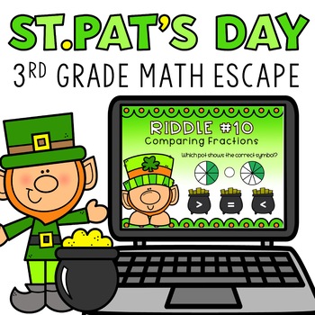 Preview of Digital St Patricks Day Escape Room Activity 3rd Grade Math Review March