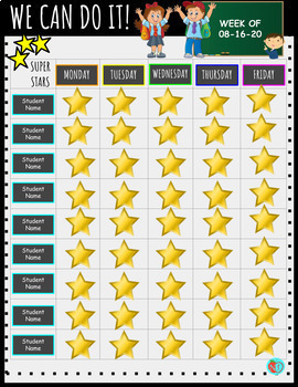 Preview of Digital Stars Reward Chart | Virtual Classroom | Editable | Smartboard Resource
