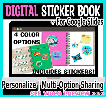 Preview of Digital Sticker Book for Google Slides | 4 Colors Choices INCLUDES STICKERS