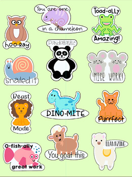 Digital Sticker Clip Art: Animal Puns by The Teaching Chick | TPT