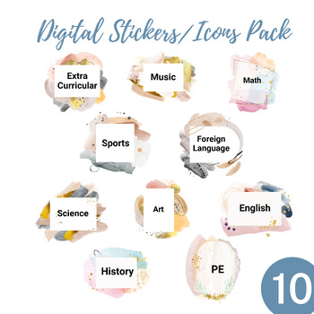 Preview of Multiple Subject Digital Sticker/Icon Pack - Transparent PNGs