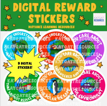 Preview of Digital Stickers About The Environment And Endangered Animals - Seesaw or Google
