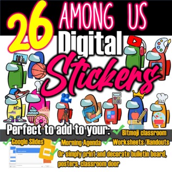 digital stickers among us characters theme professions jobs by miss tinker