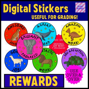 Preview of Digital Stickers - Animal Theme Rewards For SeeSaw™️ or Google™️