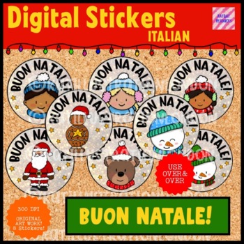 Preview of Digital Stickers - Buon Natale  - Italian - Merry Christmas Digital Stickers