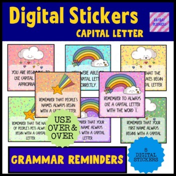 Preview of Digital Stickers - Capital Letters Grammar Reminders - SeeSaw PYP IPC