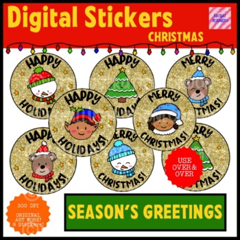 Preview of Digital Stickers - Christmas Greetings & Well Wishes - Seesaw or Google 2