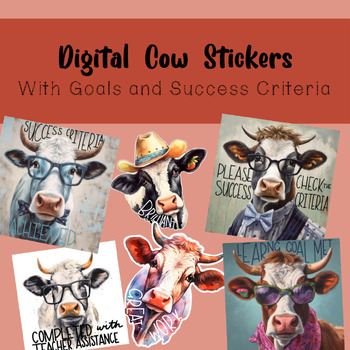 Preview of Digital Stickers - Cow - for Google, Microsoft and Seesaw