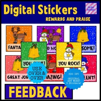 Preview of Digital Stickers - Cute Christmas -  For Seesaw or Google Classroom