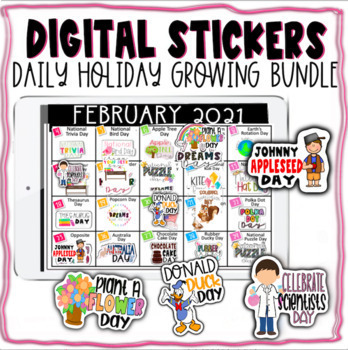Preview of Digital Stickers **DAILY HOLIDAY EDITION -- GROWING BUNDLE
