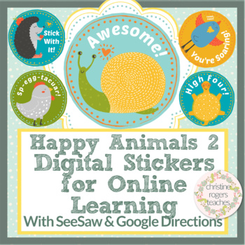 Preview of Digital Stickers Digital Learning, SeeSaw & Google Classroom Directions Animals2