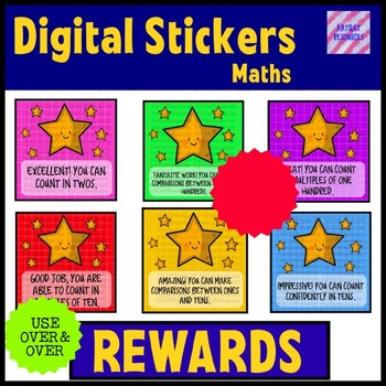 Preview of Digital Stickers - Distance Learning Rewards - Counting - Easy Grading - MATH