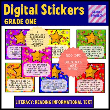 Preview of Digital Stickers Easy Grading Informational Text Reading: Knowledge and Ideas