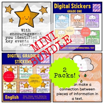 Preview of Digital Stickers Easy Grading Informational Text Reading: Mini Bundle