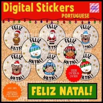 Preview of Digital Stickers - Feliz Natal - Portuguese - Merry Christmas